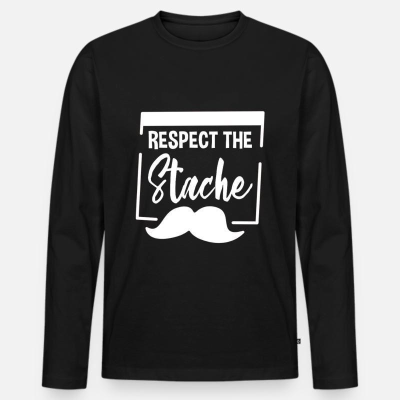 Respect The Stache 2 - Männer Premium Bio Langarmshirt - Schwarz