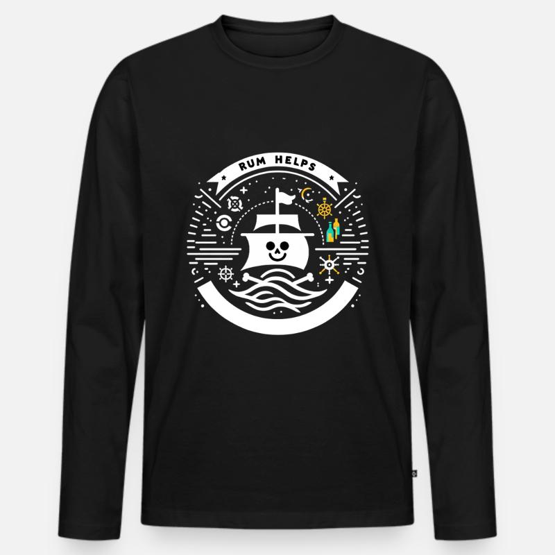 Rum Helps 5 - Männer Premium Bio Langarmshirt - Schwarz