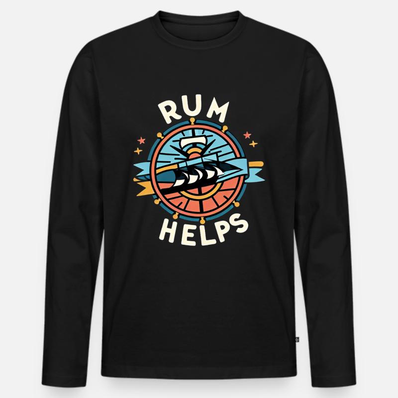 Rum Helps 6 - Männer Premium Bio Langarmshirt - Schwarz