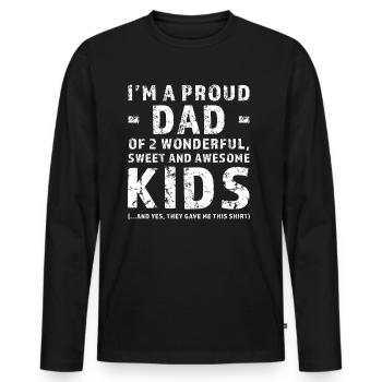 Lustiges Geschenk Vater Namen 2 Kinder - Männer Premium Bio Langarmshirt - Schwarz - Vorne - Nico (187cm)