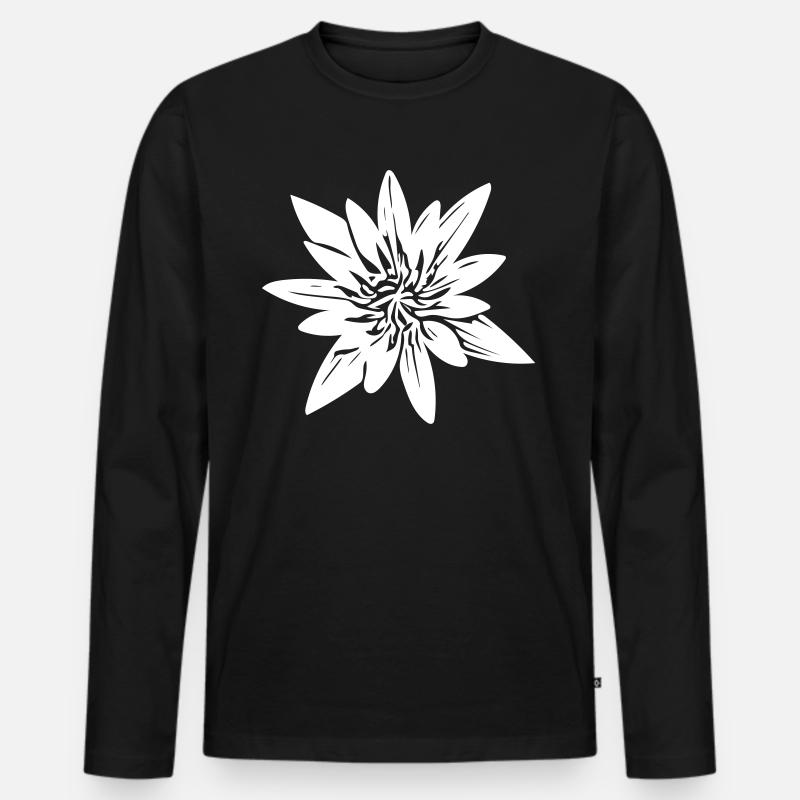 Blume - Männer Premium Bio Langarmshirt - Schwarz