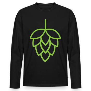 Houblon de bière - T-shirt manches longues Premium bio Homme - noir - Devant - Nico (187cm)