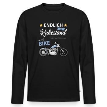 Endlich im Ruhestand ab aufs Bike - Männer Premium Bio Langarmshirt - Schwarz - Vorne - Nico (187cm)