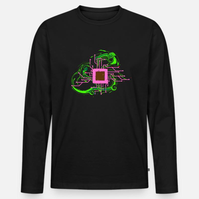 Computer CPU - Männer Premium Bio Langarmshirt - Schwarz