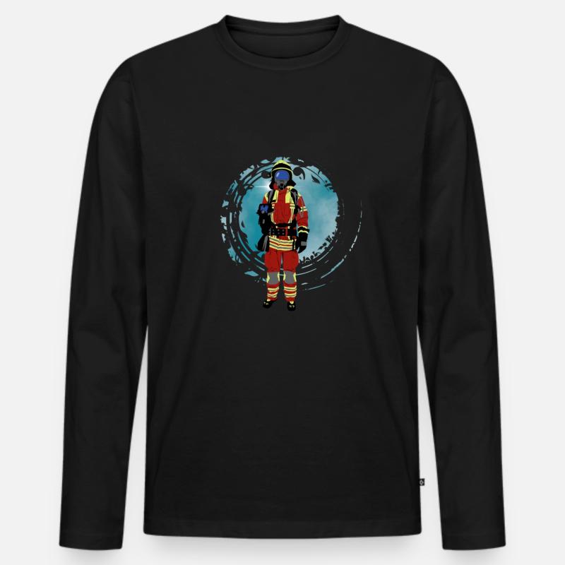 Feuerwehr - Männer Premium Bio Langarmshirt - Schwarz