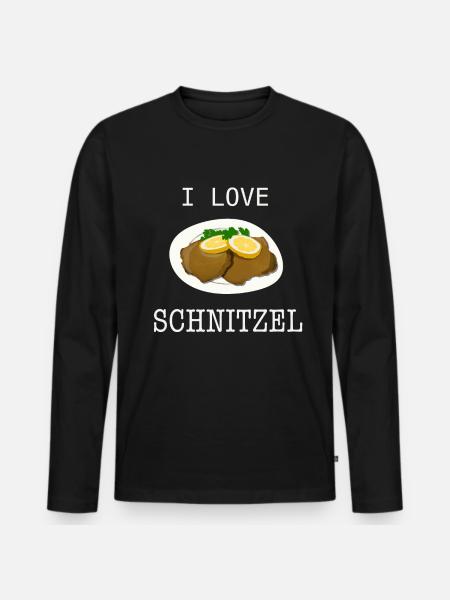 Ich liebe Schnitzel - Männer Premium Bio Langarmshirt - Schwarz
