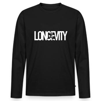 Longevity - Long Life - Men's Premium Organic Long Sleeve Shirt - black - Front - Nico (187cm)