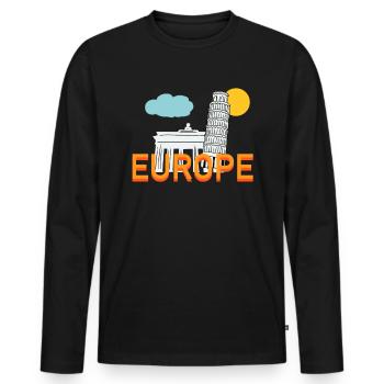 Europa - Männer Premium Bio Langarmshirt - Schwarz - Vorne - Nico (187cm)