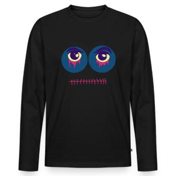 Gruselige Halloween Maske - Männer Premium Bio Langarmshirt - Schwarz - Vorne - Nico (187cm)