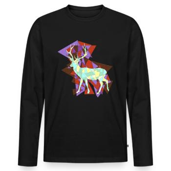 Hirsch - Abstrakt - Männer Premium Bio Langarmshirt - Schwarz - Vorne - Nico (187cm)