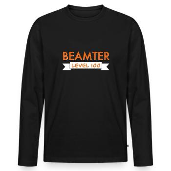 Beamter - Öffentlicher Dienst - Männer Premium Bio Langarmshirt - Schwarz - Vorne - Nico (187cm)
