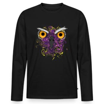 Nachteule - Männer Premium Bio Langarmshirt - Schwarz - Vorne - Nico (187cm)