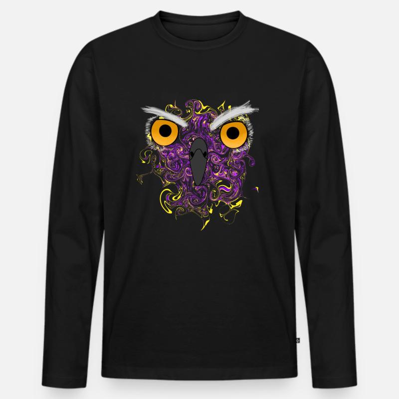 Nachteule - Männer Premium Bio Langarmshirt - Schwarz