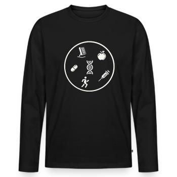 Longevity - Long Life - Men's Premium Organic Long Sleeve Shirt - black - Front - Nico (187cm)