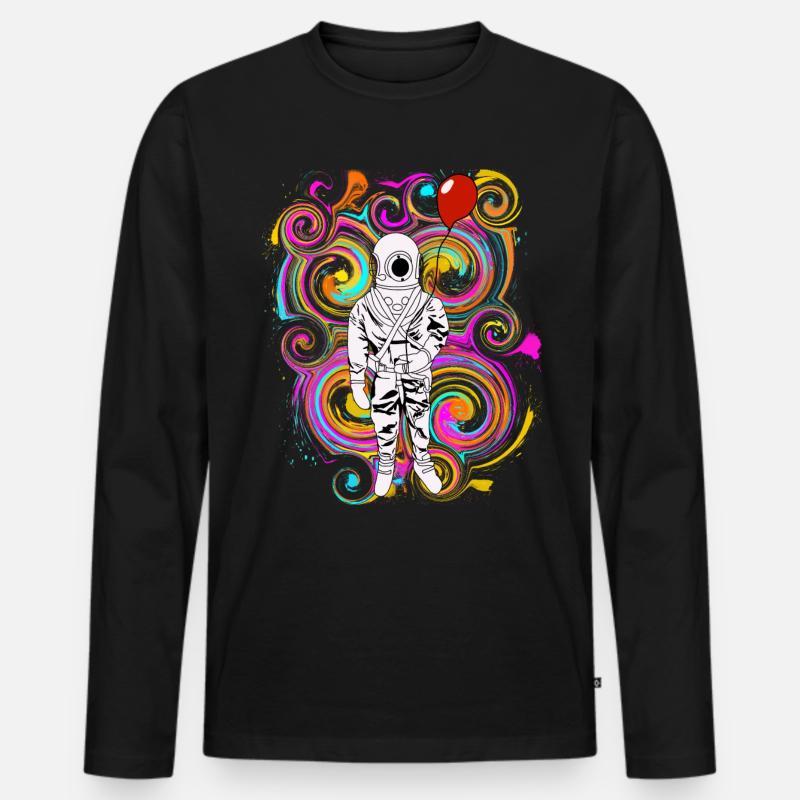 Astronaut - Taucher im Weltall - Männer Premium Bio Langarmshirt - Schwarz