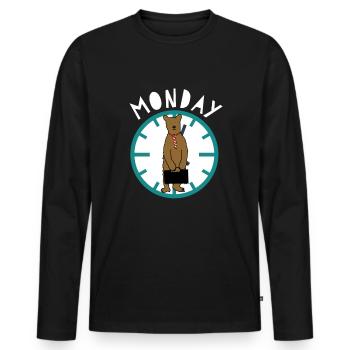 Arbeiten am Montag - Männer Premium Bio Langarmshirt - Schwarz - Vorne - Nico (187cm)