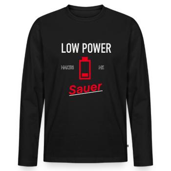 Akku leer - Elektroauto - Männer Premium Bio Langarmshirt - Schwarz - Vorne - Nico (187cm)