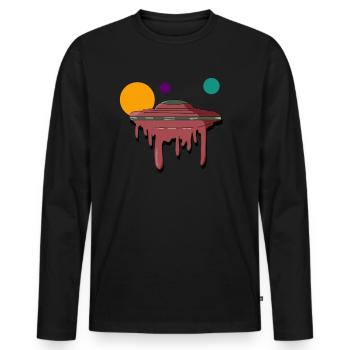 Raumschiff - Männer Premium Bio Langarmshirt - Schwarz - Vorne - Nico (187cm)