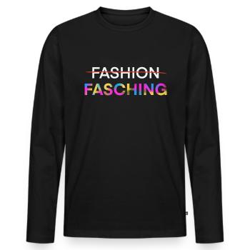 Fasching - Karneval - Männer Premium Bio Langarmshirt - Schwarz - Vorne - Nico (187cm)