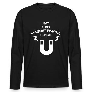 Magnet Fischen - Männer Premium Bio Langarmshirt - Schwarz - Vorne - Nico (187cm)
