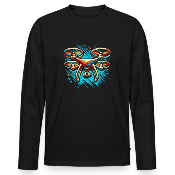 Drone - T-shirt manches longues Premium bio Homme - noir - Devant - Nico (187cm)