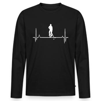 Battement de cœur de hockey monocycle - T-shirt manches longues Premium bio Homme - noir - Devant - Nico (187cm)
