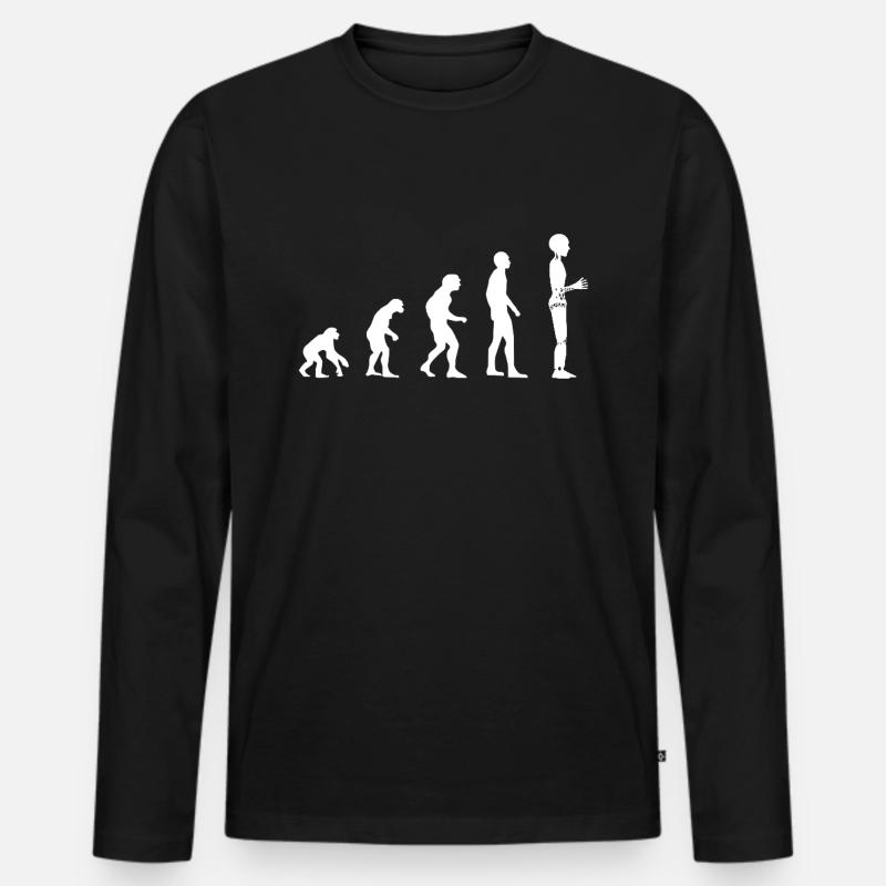 Robot Evolution - Men's Premium Organic Long Sleeve Shirt - black