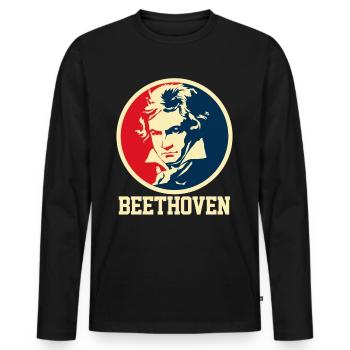 Beethoven - T-shirt manches longues Premium bio Homme - noir - Devant - Nico (187cm)