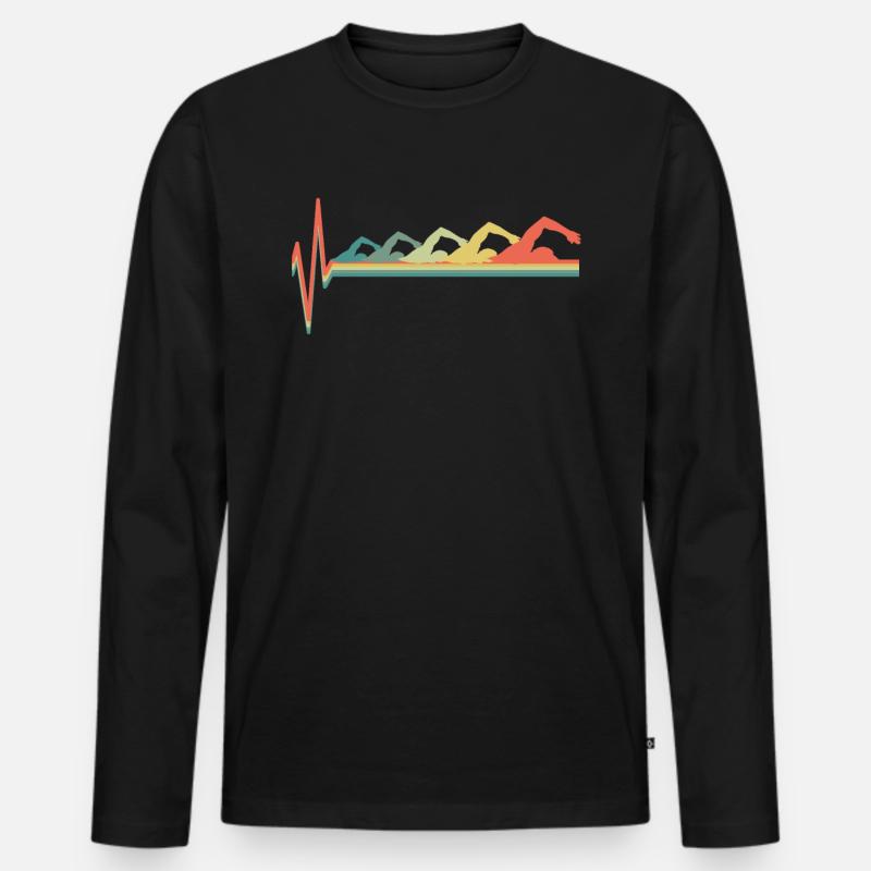 Schwimmen - Männer Premium Bio Langarmshirt - Schwarz