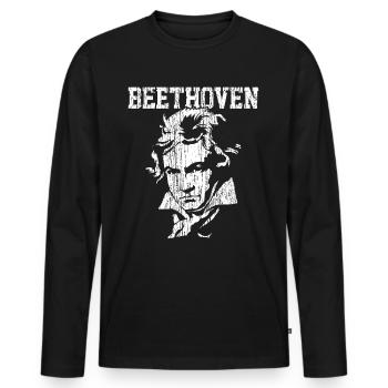 Beethoven - T-shirt manches longues Premium bio Homme - noir - Devant - Nico (187cm)