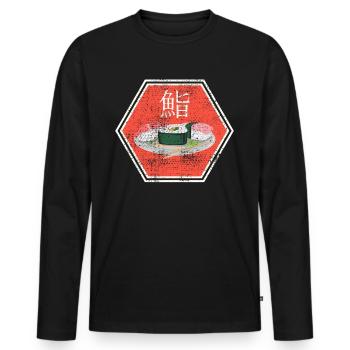 Sushi - T-shirt manches longues Premium bio Homme - noir - Devant - Nico (187cm)