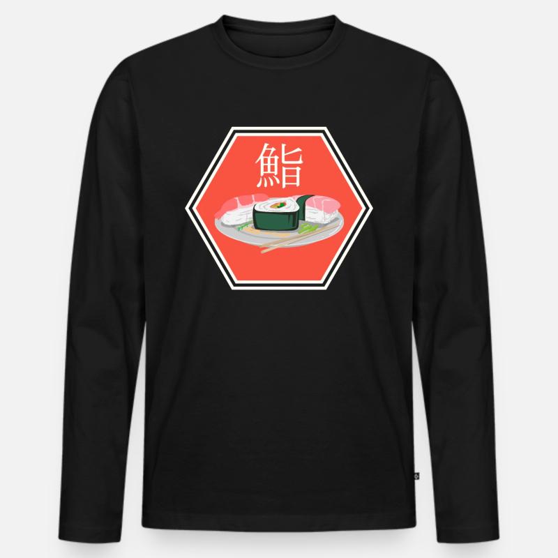 Sushi Japan - Männer Premium Bio Langarmshirt - Schwarz