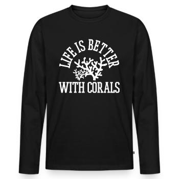corals - Men's Premium Organic Long Sleeve Shirt - black - Front - Nico (187cm)