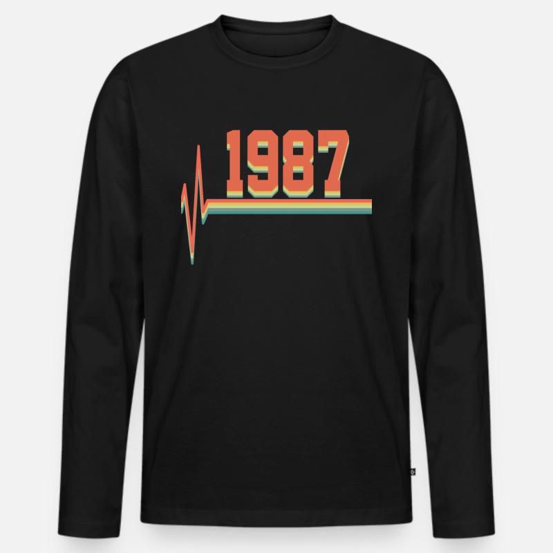 1987 - Männer Premium Bio Langarmshirt - Schwarz
