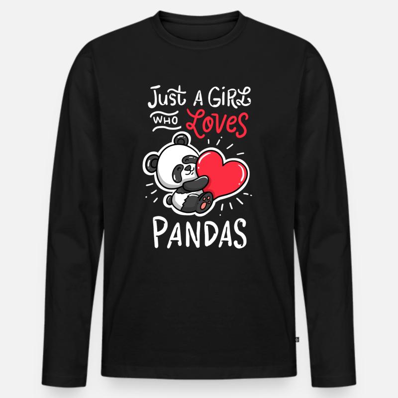 Panda - Männer Premium Bio Langarmshirt - Schwarz