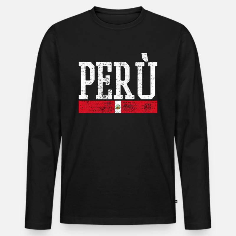 Peru - Männer Premium Bio Langarmshirt - Schwarz