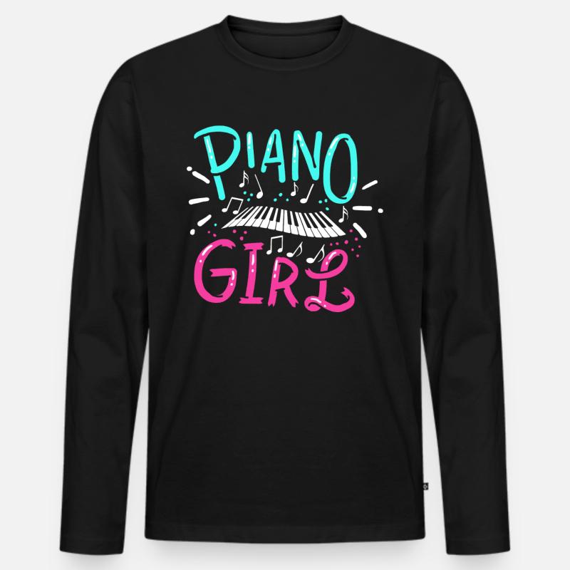 Klavier - Männer Premium Bio Langarmshirt - Schwarz