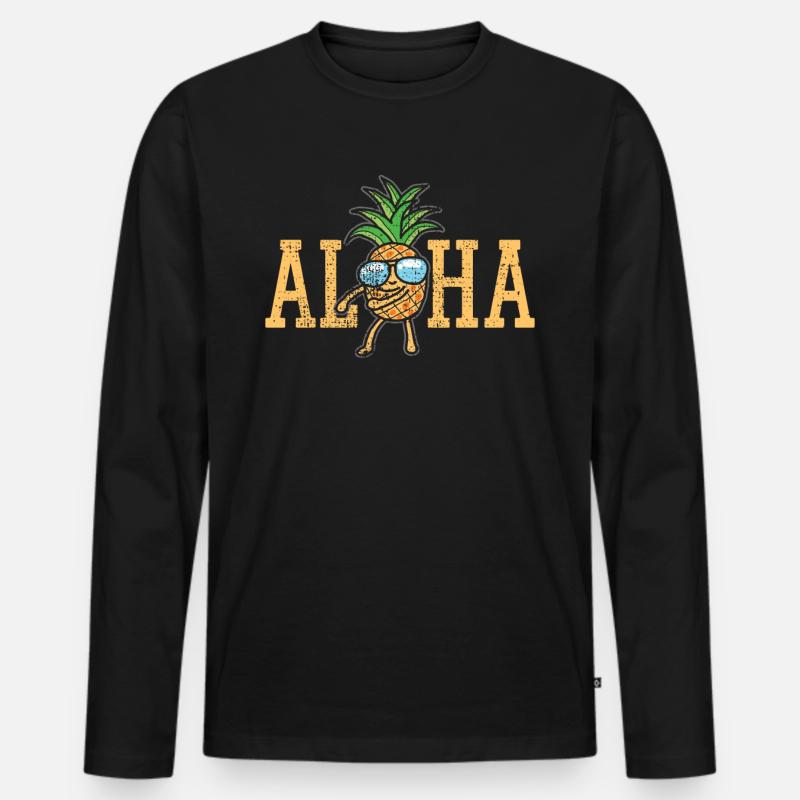 Aloha - Männer Premium Bio Langarmshirt - Schwarz