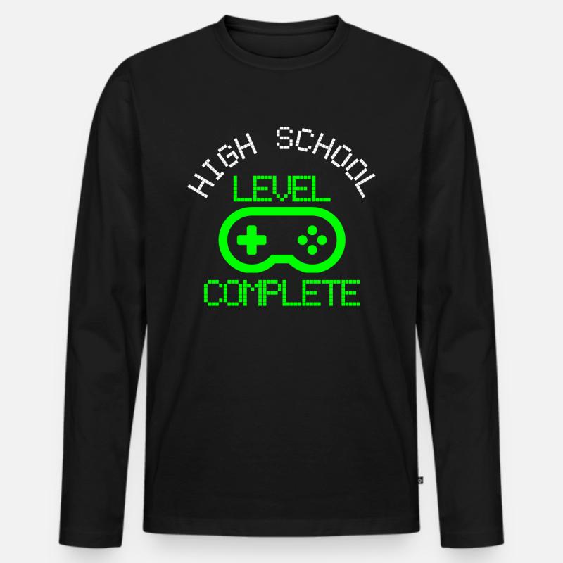 High School Abschluss - Männer Premium Bio Langarmshirt - Schwarz