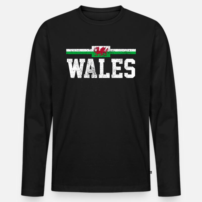 Wales - Männer Premium Bio Langarmshirt - Schwarz