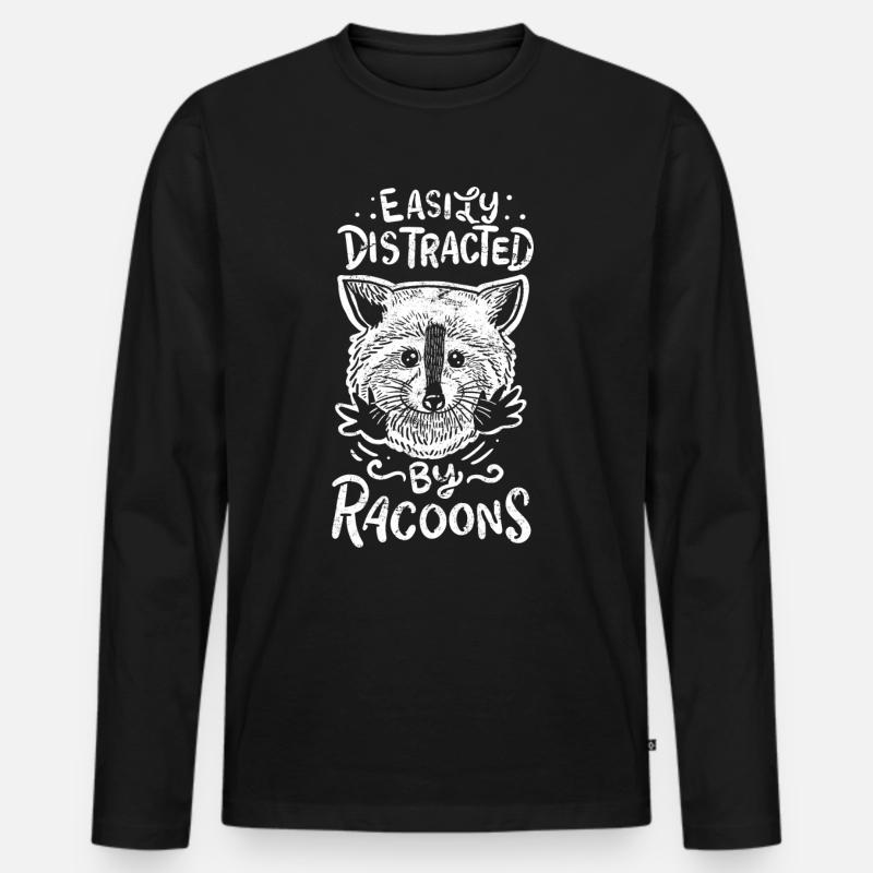 Waschbär Waschbär Waschbär - Männer Premium Bio Langarmshirt - Schwarz