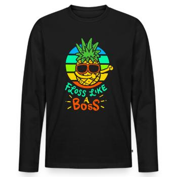 Ananas - Männer Premium Bio Langarmshirt - Schwarz - Vorne - Nico (187cm)