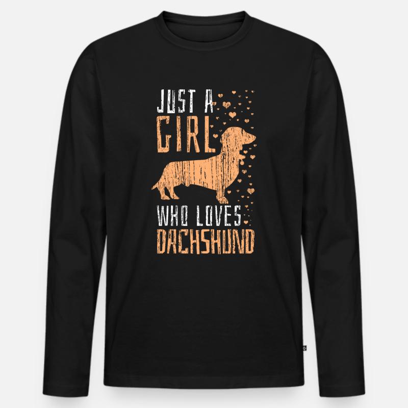 Dackel Hund - Männer Premium Bio Langarmshirt - Schwarz