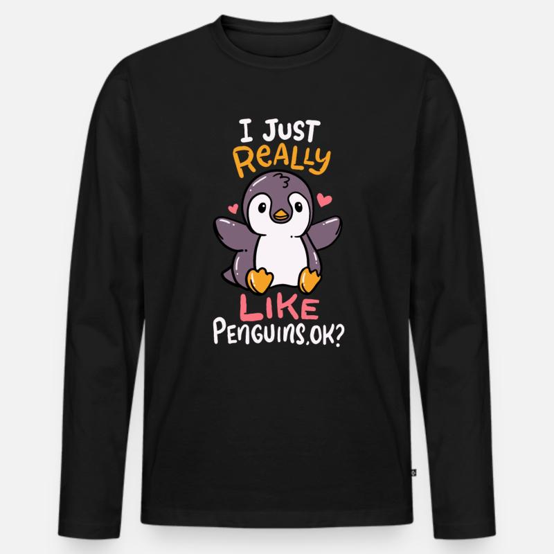 Pinguin - Männer Premium Bio Langarmshirt - Schwarz