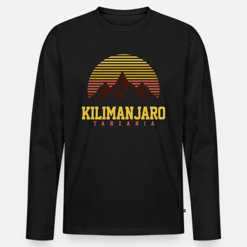 Kilimanjaro Klettern - Männer Premium Bio Langarmshirt - Schwarz