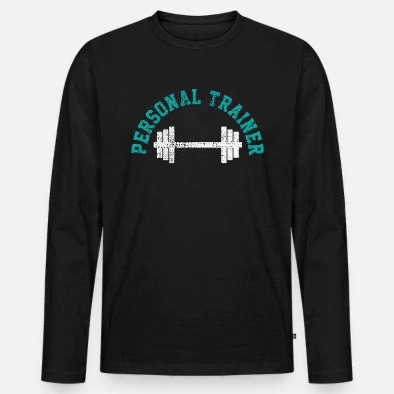 Fitnesstrainer - Männer Premium Bio Langarmshirt - Schwarz