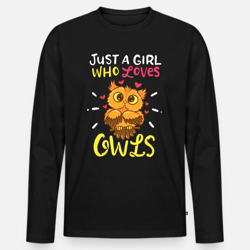 Owl - Männer Premium Bio Langarmshirt - Schwarz