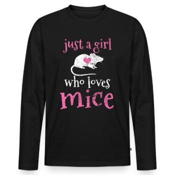 Mäuse Maus - Männer Premium Bio Langarmshirt - Schwarz - Vorne - Nico (187cm)