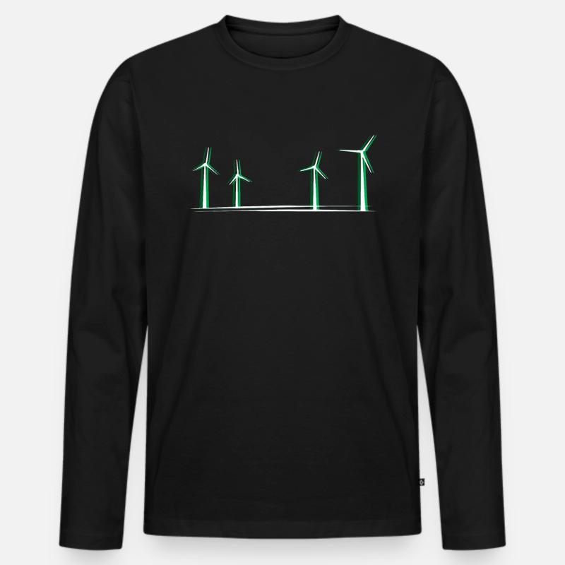 Windmühle - Männer Premium Bio Langarmshirt - Schwarz