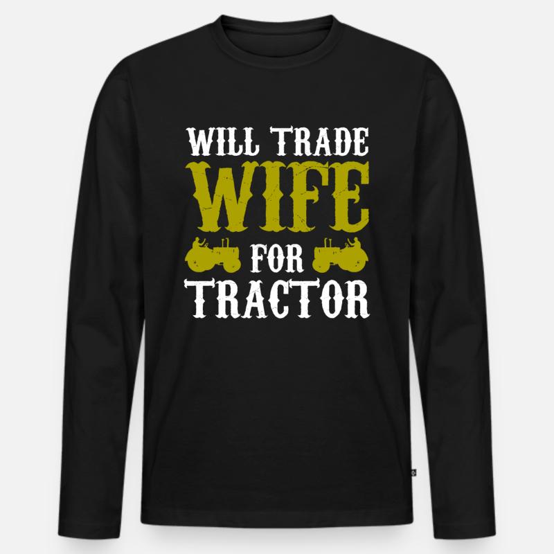 Traktor - Männer Premium Bio Langarmshirt - Schwarz